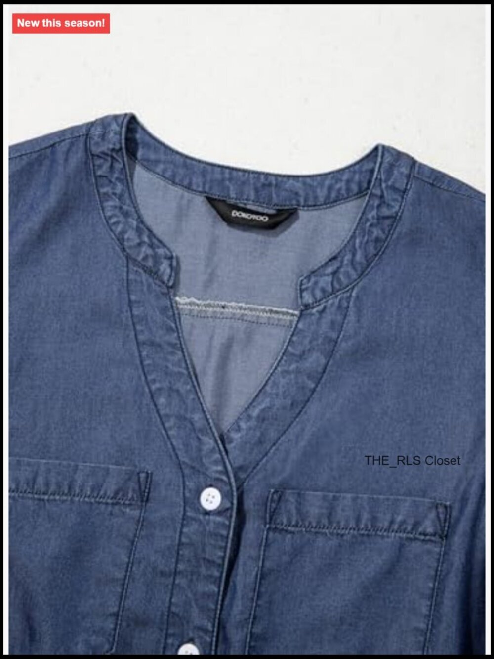 Lightweight Lyocell V-Neck Sleeveless Button Down Casual Jean Dress - Picture 6 of 7